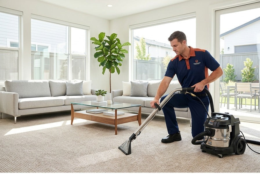 Carpet deep cleaning extraction service in living room