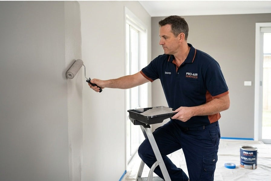 Professional wall painting with roller